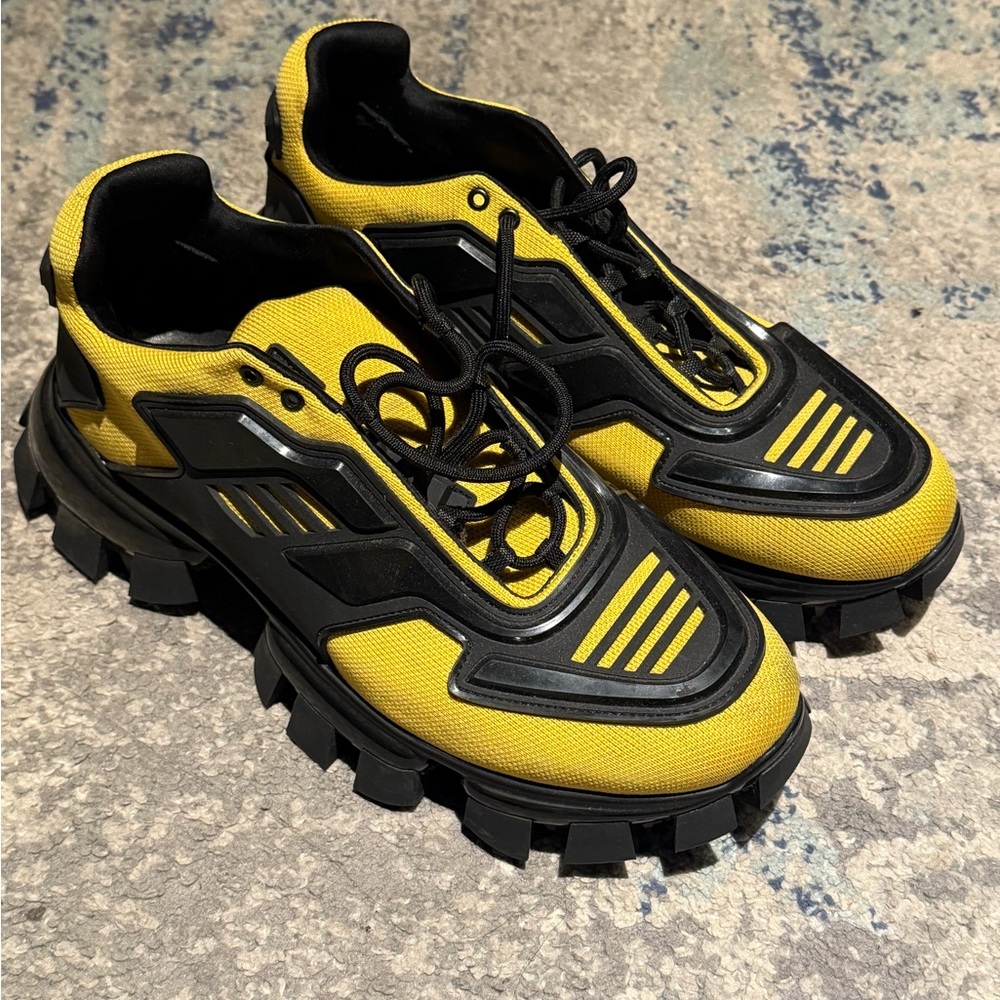 $1200 Prada Mens Cloudbust Thunder Sneakers Yellow  46 US 12